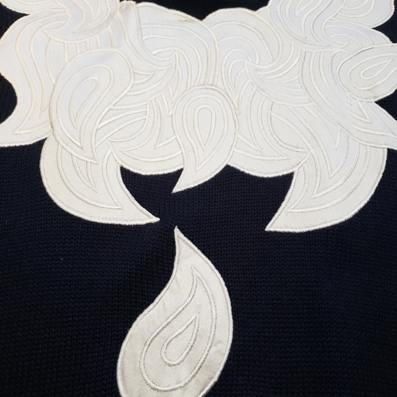 Apart Impressions Womens 3X Wool Blend Navy Knit Appliqué Sweater Pullover - Picture 5 of 7